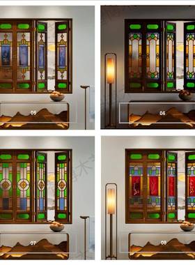 满西关洲窗棠BOV海花艺术玻璃实格木花仿古门窗屏风中式窗户