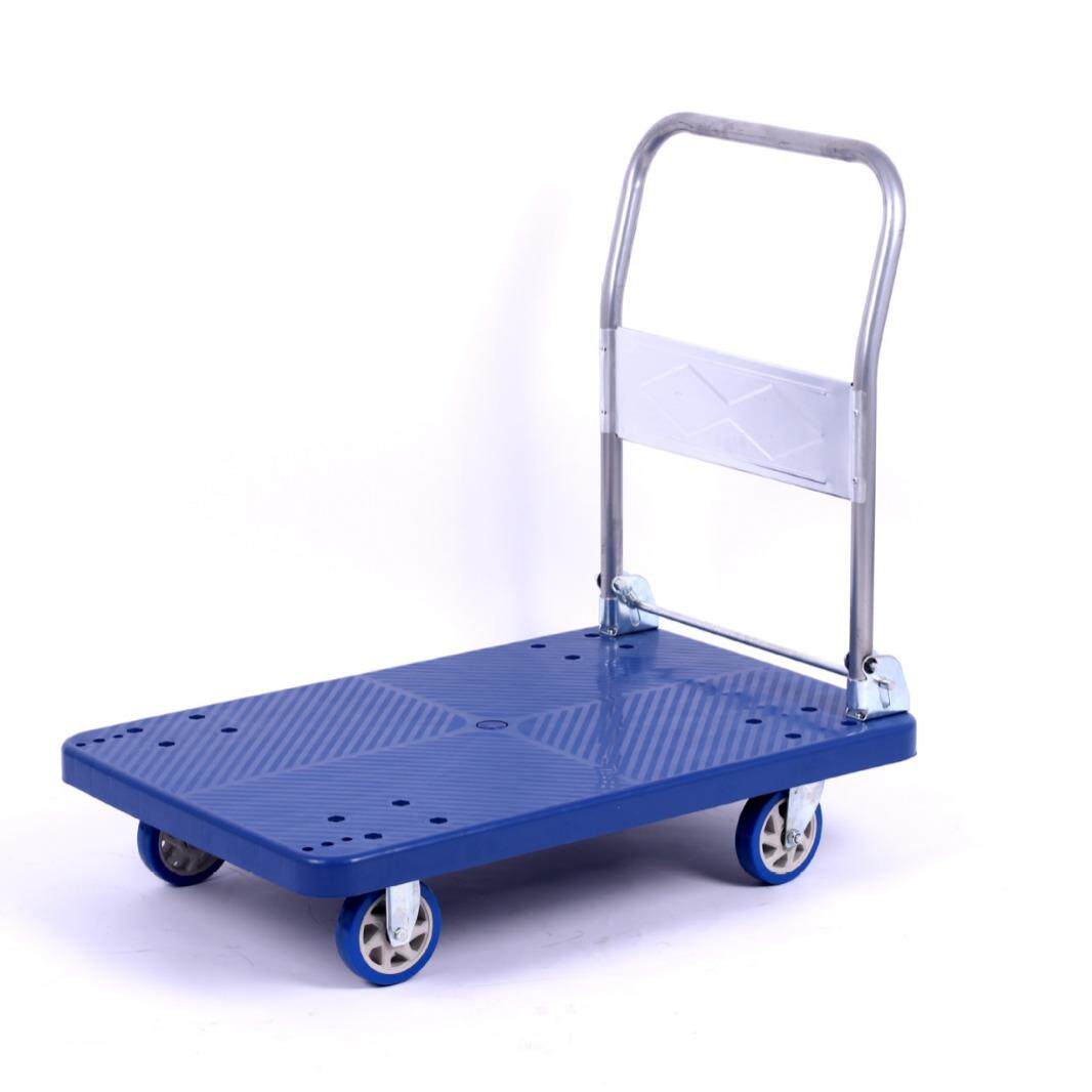 市折01叠扶手铁支架脚轮静车音推超车搬运车手推车塑料板工具车现