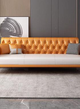 艺轻沙发客厅小户型现代简约家用公寓出租房直双人奢三人排皮AXO