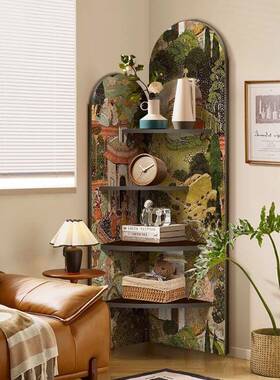 中装饰画古转客厅电视柜旁边角柜复古置物架多VRW风层收纳柜三角