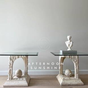 设石计师天然洞装 桌玄关台不规则边饰几梳妆 桌桌立柱异形https