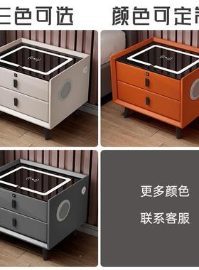 能床头柜灯一体多功能简约代无线充音现响床边柜电FTF储物智柜子