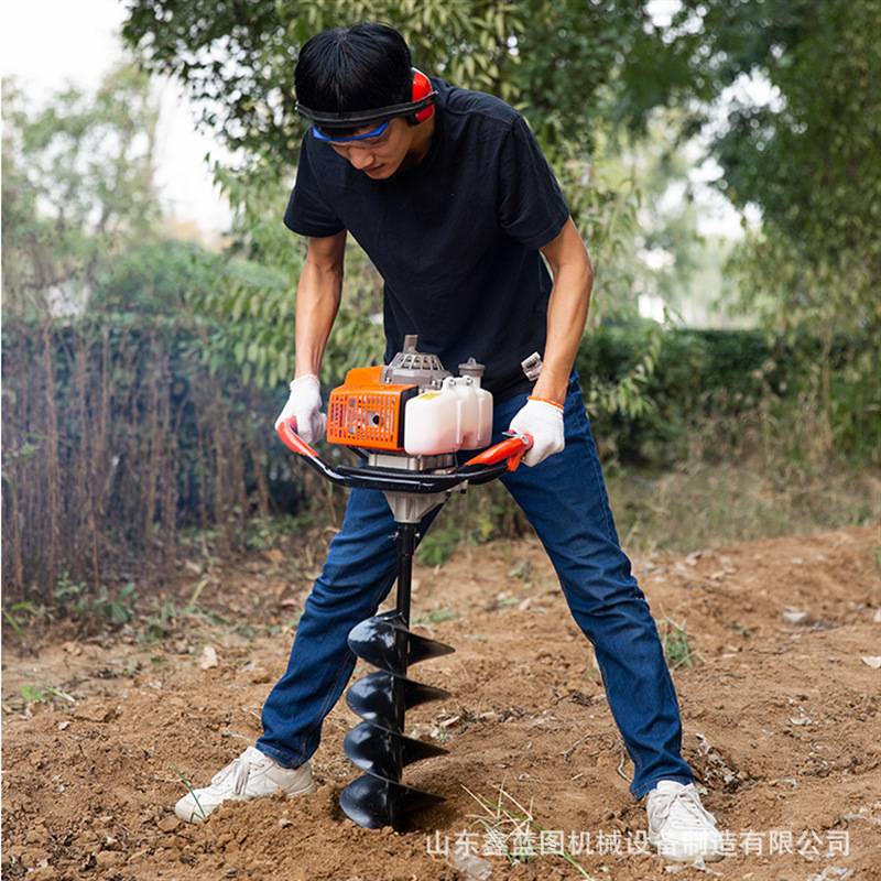 植树造林小型钻孔机独轮手推地钻挖坑机山地丘陵单人手提钻树坑机
