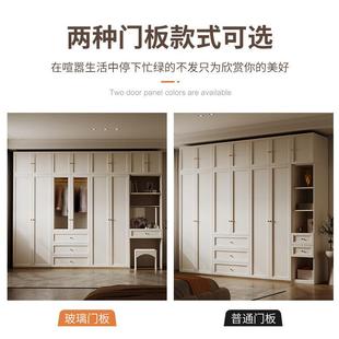 奶玻油风实衣柜卧室家用现简21约代梳妆台一体璃组装 法式 柜子木衣橱