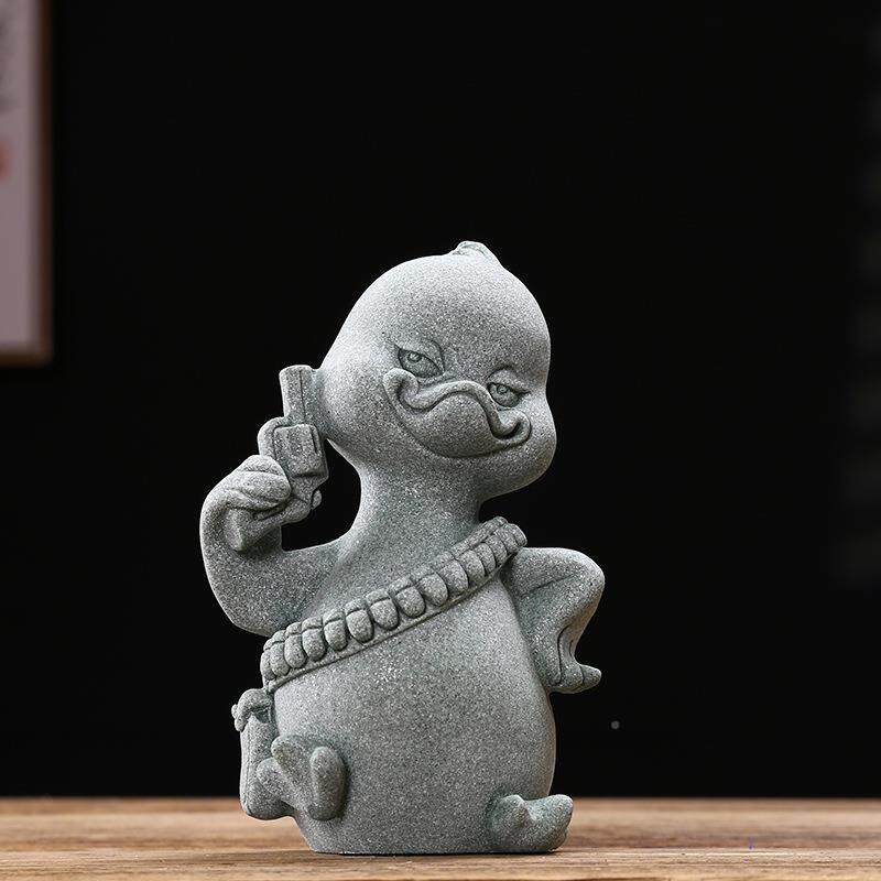 青砂石BUW创意湖江鸭寒江孤影面动物茶宠摆件式水桌族鱼缸造景中