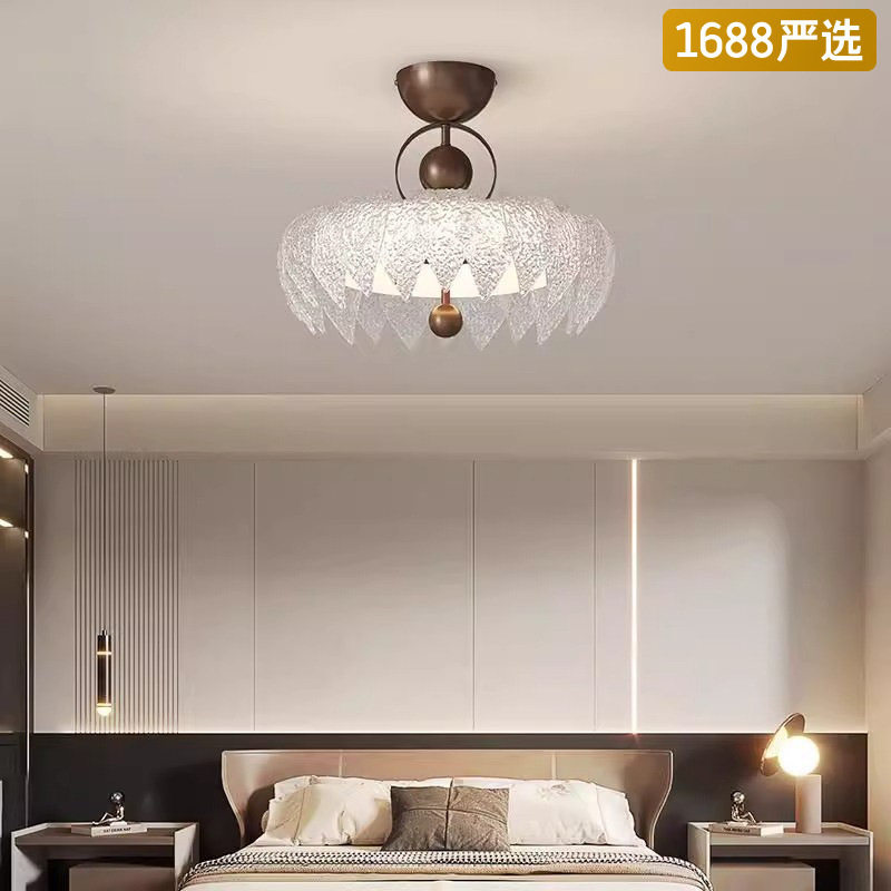【严选】法式中古风吸顶灯美式轻奢复古水晶玻璃LED全光谱护眼灯