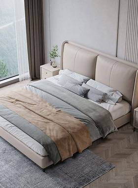 现代约皮简艺床主1.卧8米双人床CKE15米单人高箱床公寓民宿软体皮