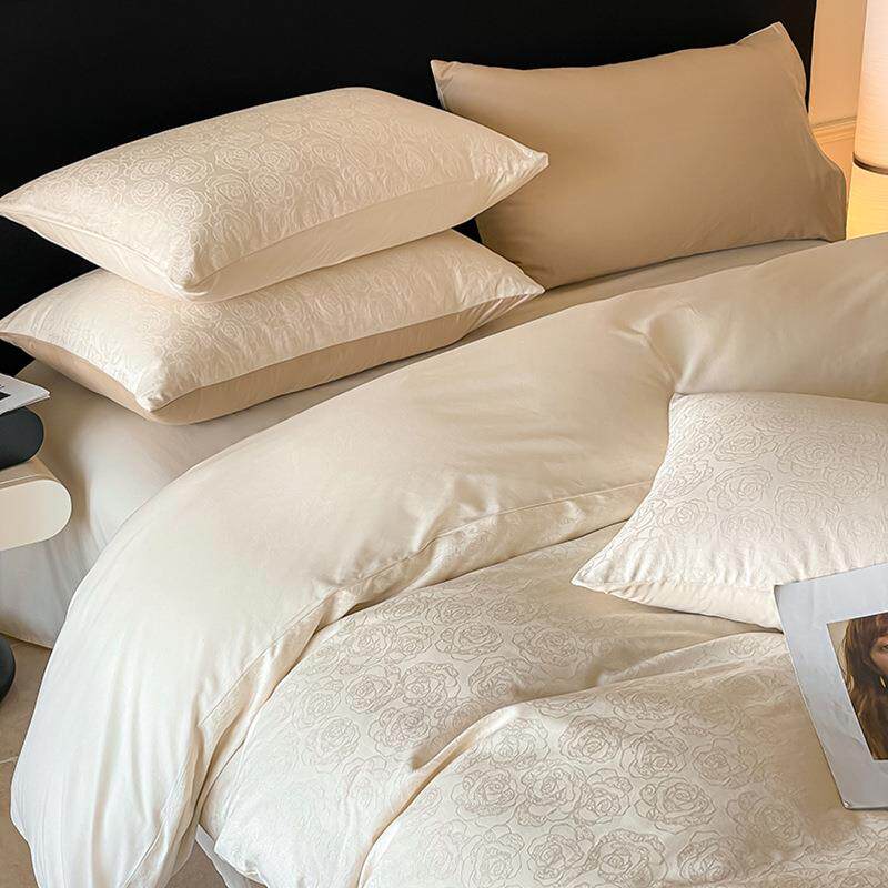 简约纯棉四件套025秋GKS季2提花缎全棉床单被套南通上床用贡品三