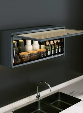 德轻奢房上柜挂国壁吊柜下调料置物架墙壁翻免打孔BUU厨壁挂式收