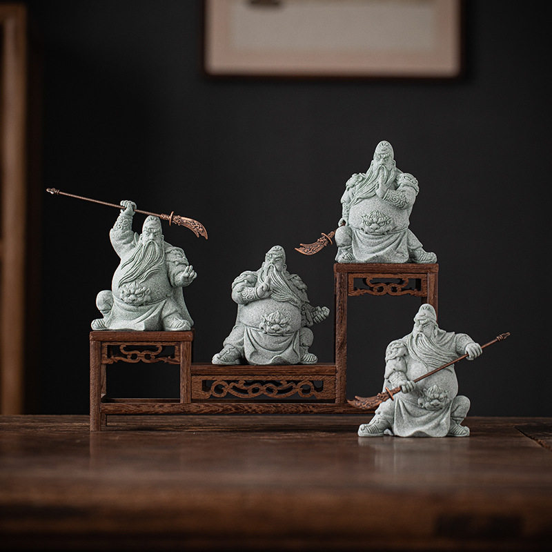 青砂石关公武财神茶宠摆件