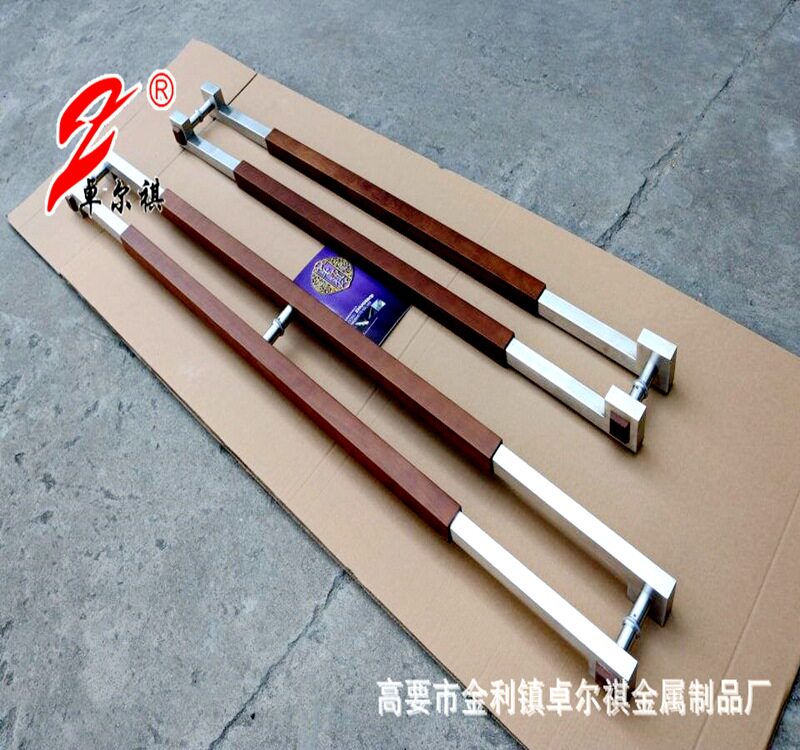 厂家玻璃门大拉手酒店KTV大门木拉手工艺 胡桃木色把手定 制