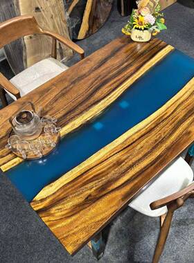 胡桃树全实木大桌脂河流桌客厅复古怀旧木板餐桌吃饭PUG桌原木泡