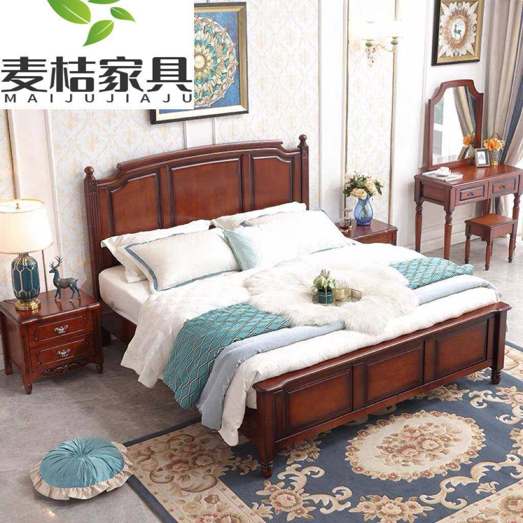 式实木床现代全简约1.美8双人床主卧大IPB气婚米床轻奢软包储物大