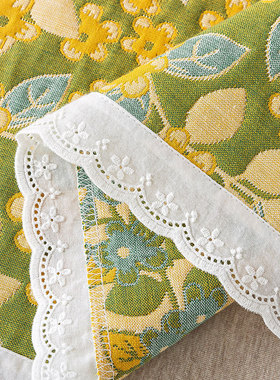 纯棉枕巾一对装全棉纱布情侣枕头巾成人加大蕾丝花边单人枕头盖巾