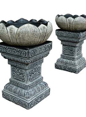 民宿花园园林庭院装饰布置别墅大门口花盆农庄农家小院罗马柱摆件