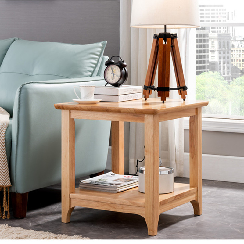 实木小茶几客厅沙发边几角几简约边柜角柜美式小方桌正方形床头桌