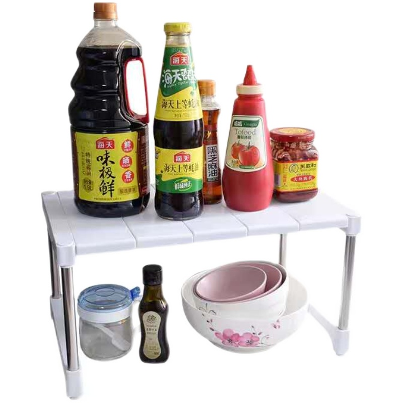 可伸缩叠加置物架落地厨房下水槽收纳架子衣柜分层隔板隔层架宿舍