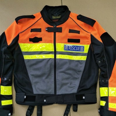 工厂摩托车铁骑机车服防摔蓝色拼装反光救援摩托骑行车透气