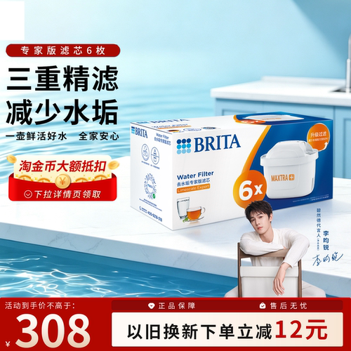 BRITA碧然德滤芯过滤水壶家用进水器配件6枚专家版水芯官方旗舰店