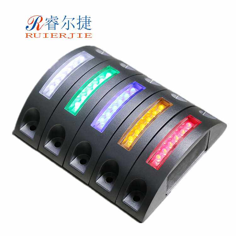 太阳能铸铝道钉 半圆月牙形6LED警示灯 单面景观栅栏墙壁防水灯