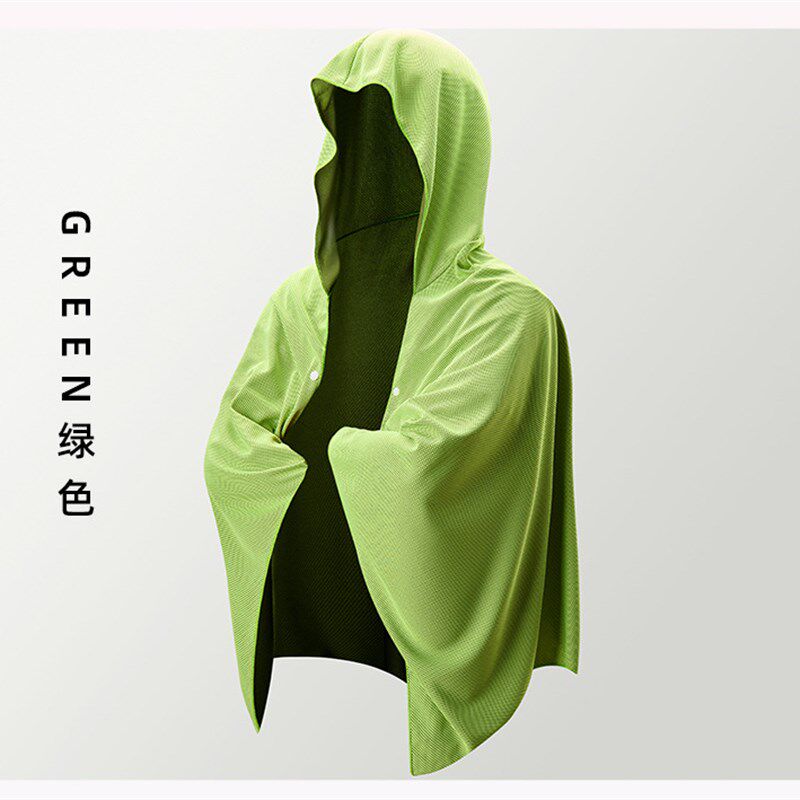 加大速干斗篷运动冷感防晒斗篷浴巾速干吸水遮阳披肩连帽沙滩斗篷
