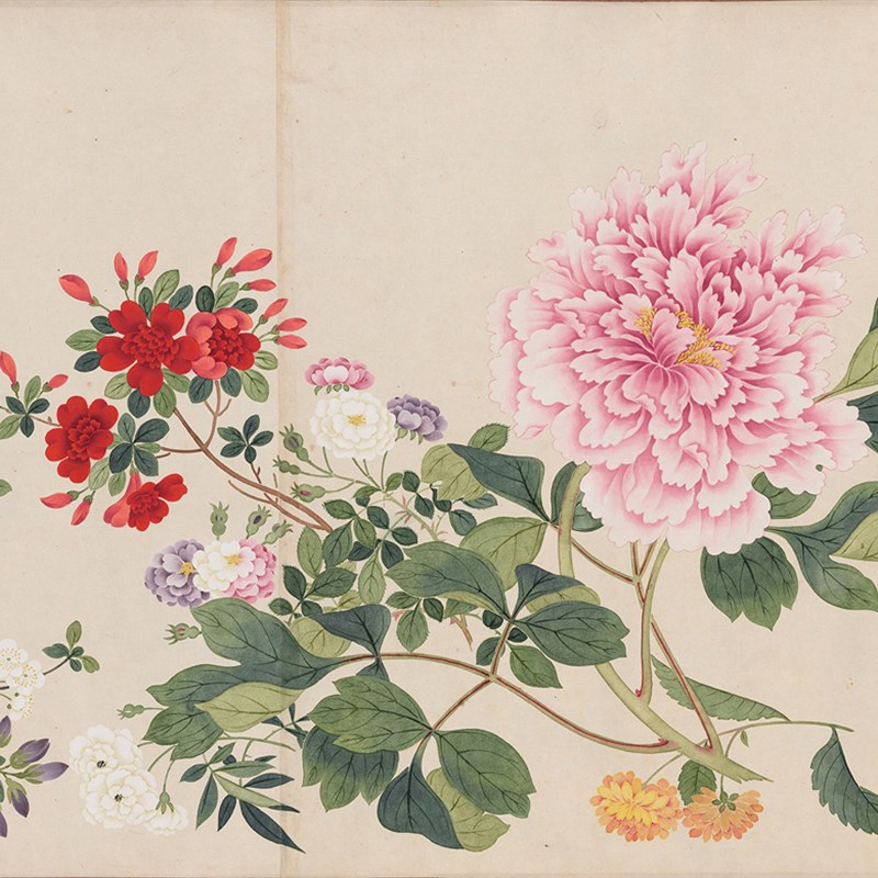 国画订制微喷打印 清 钱维城 万有同春图卷  仿古字画 工笔花鸟画