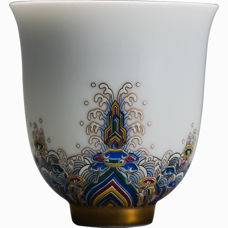 容山堂珐琅彩陶瓷茶杯主人杯单杯大品茗杯公道杯白瓷茶盏功夫茶具