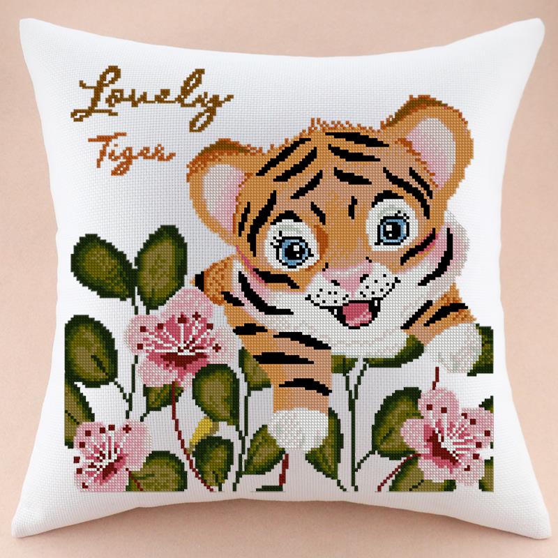 治愈系十字绣抱枕十二生肖属相可爱的小老虎卡通汽车靠垫自己绣