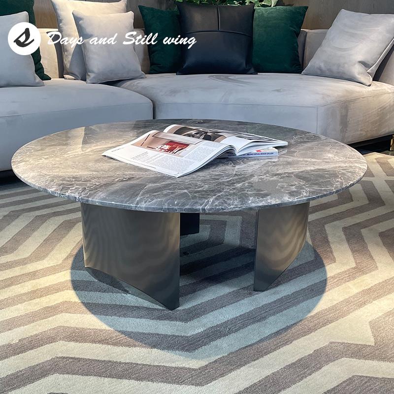 意式轻奢大师设计圆形大理石可移动茶几现代简约高端定制圆几家用