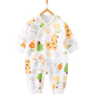 新生儿连体衣春秋a类纯棉无骨婴儿衣服打底睡衣男女宝宝哈衣爬服