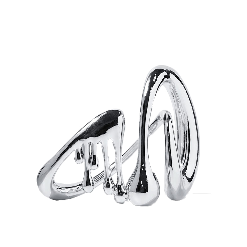 银色抽象水滴摆件样板房书房办公室书架书柜装饰品隔断博古架陈设