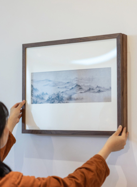 新中式黑胡桃木电表箱装饰画遮挡箱配电箱电闸盒餐厅客厅装饰画