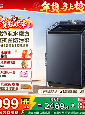 政府补贴小天鹅10KG水魔方波轮家用全自动直驱变频洗衣机TB10U2