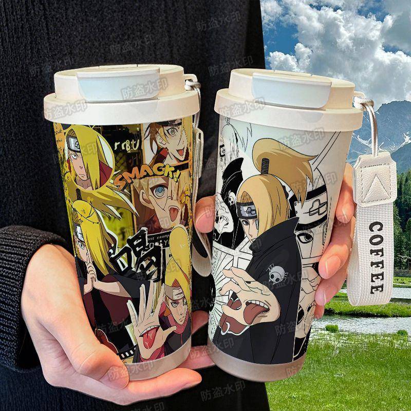 火影忍者迪达拉可爱保温杯儿童大容量316不锈钢吸管水杯咖啡杯