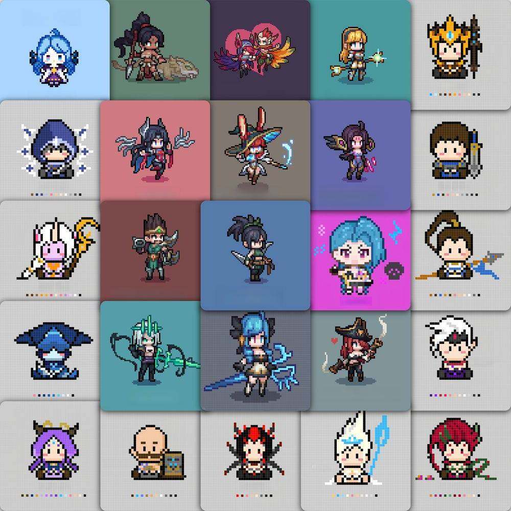 177张英雄联盟卡通小人贴纸爆爆格温托儿索永恩装饰小图案diy贴