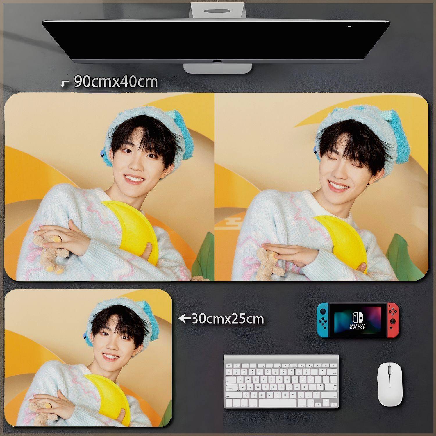 苏新皓鼠标垫大号明星周边竞技游戏办公键盘垫定制图案照片书桌垫