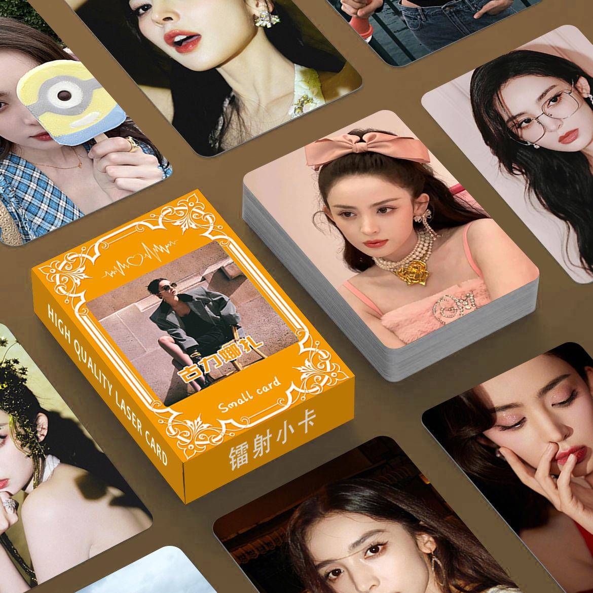 古力娜扎镭射盒装小卡周边同款三寸照片圆角覆膜高清LOMO闪卡卡片