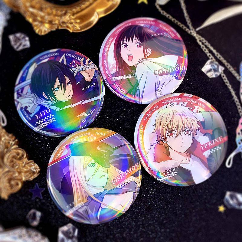野良神动漫周边夜斗一岐日和雪音同人镭射虹光膜马口铁日谷底徽章