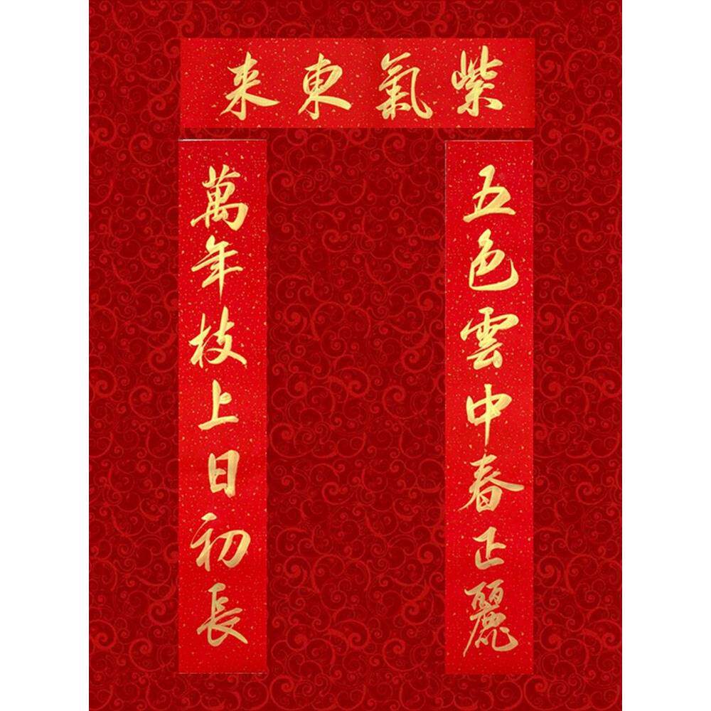 手写金字2025蛇年春联手工特制加厚洒金万年红宣纸对联婚联赠福字