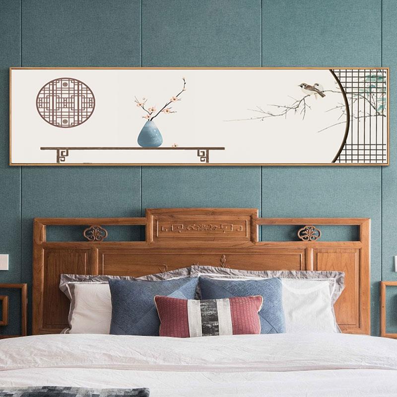 新中式卧室床头挂画中国风主卧花卉壁画客厅背景墙装饰画餐厅禅意图片