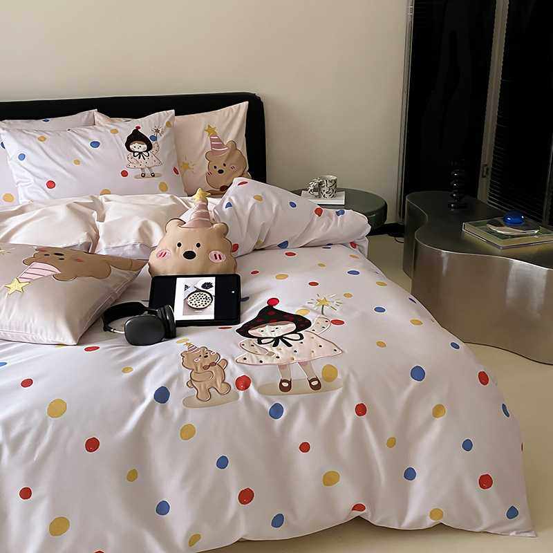 少女心波点卡通全棉100支长绒棉圆点数码印花四件套贴布刺绣女孩,鲜花速递/花卉仿真/绿植园艺,其它园艺用品,淘宝优惠券,粉丝福利购,淘宝优惠卷