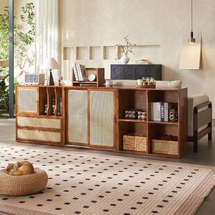 北欧覆古实木自由组合柜客厅收纳书柜收纳柜多功能一体落地置物柜