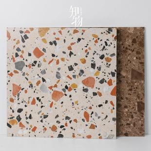 侘寂咖色彩色水磨石瓷砖客厅餐厅门店地砖民宿卫生间墙砖阳台院子
