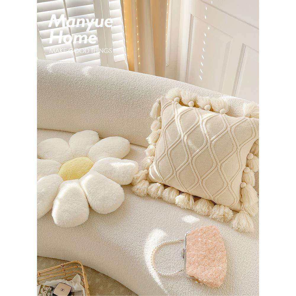 蔓越家 ins可爱花朵毛绒抱枕靠垫样板间抱枕套不含芯床头靠背靠枕,居家布艺,靠垫/抱枕,淘宝优惠券,粉丝福利购,淘宝优惠卷