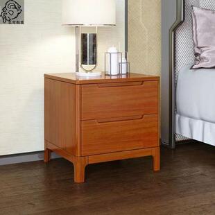 全实木超窄床头柜榉木简约现代中式小型家用卧室床边置物柜原木色