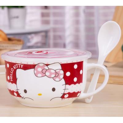 抖音同款网红泡面碗大容量超大带盖易清洗卡通可爱陶瓷碗泡面杯