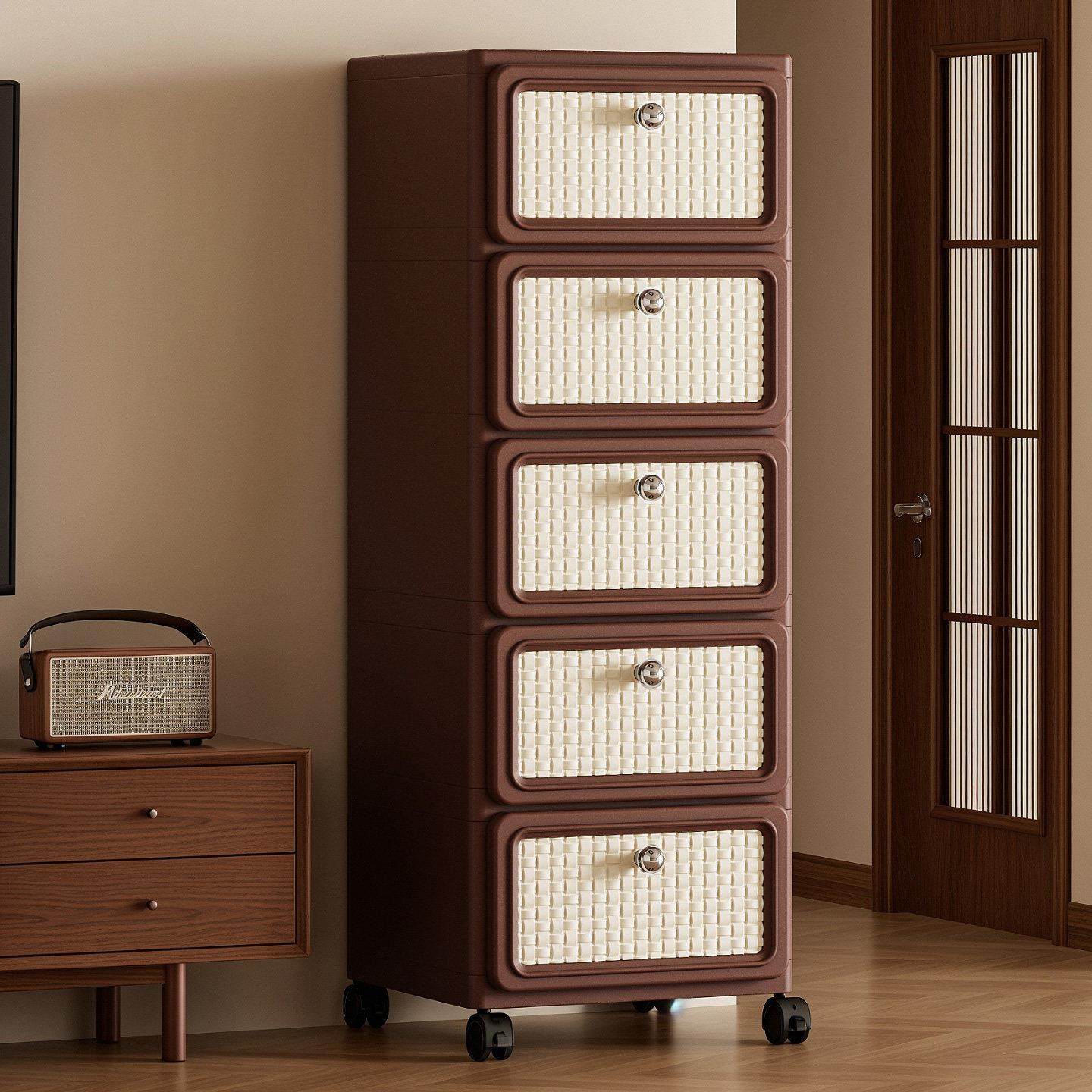 35cm宽抽屉式收纳柜窄款多层收纳柜书桌下置物柜可移动卧室床头柜