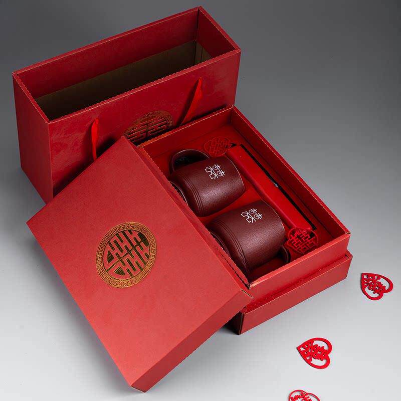 结婚漱口杯定制一对陶瓷牙杯情侣洗漱杯子套装刻字红色牙刷杯牙缸