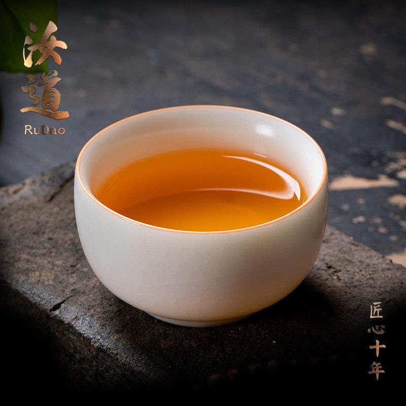 汝道月白汝窑茶杯白瓷冰裂主人杯个人专用品茗杯汝瓷开片大号单杯