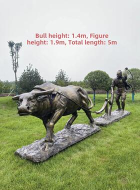 玻璃钢雕塑农耕劳作牛雕塑人物丰收铸铜雕塑人物雕塑真人肖像定制